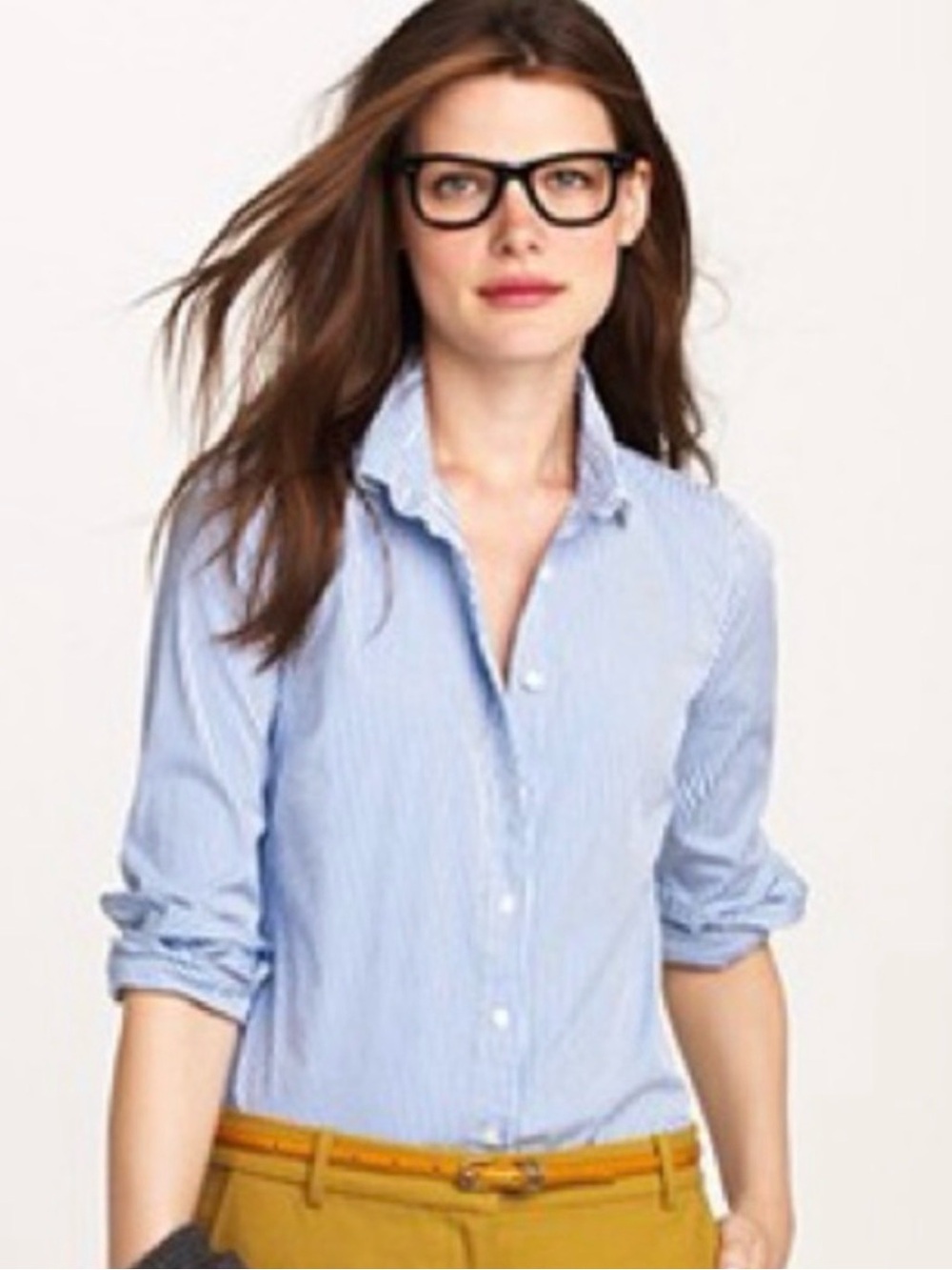 J. Crew Blue and White Pinstriped Shirt